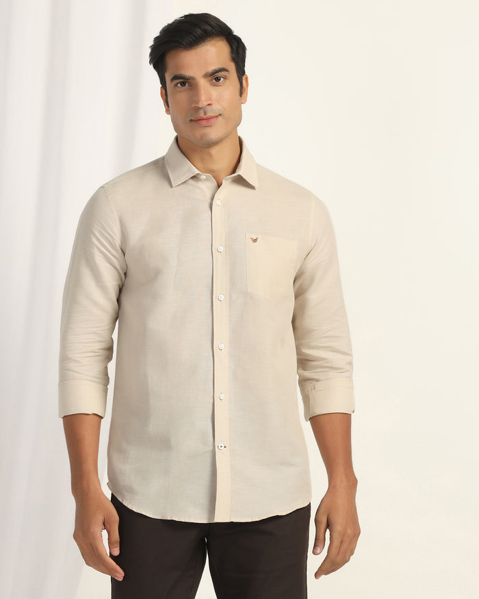 Linen Casual Natural Solid Shirt - Salmon