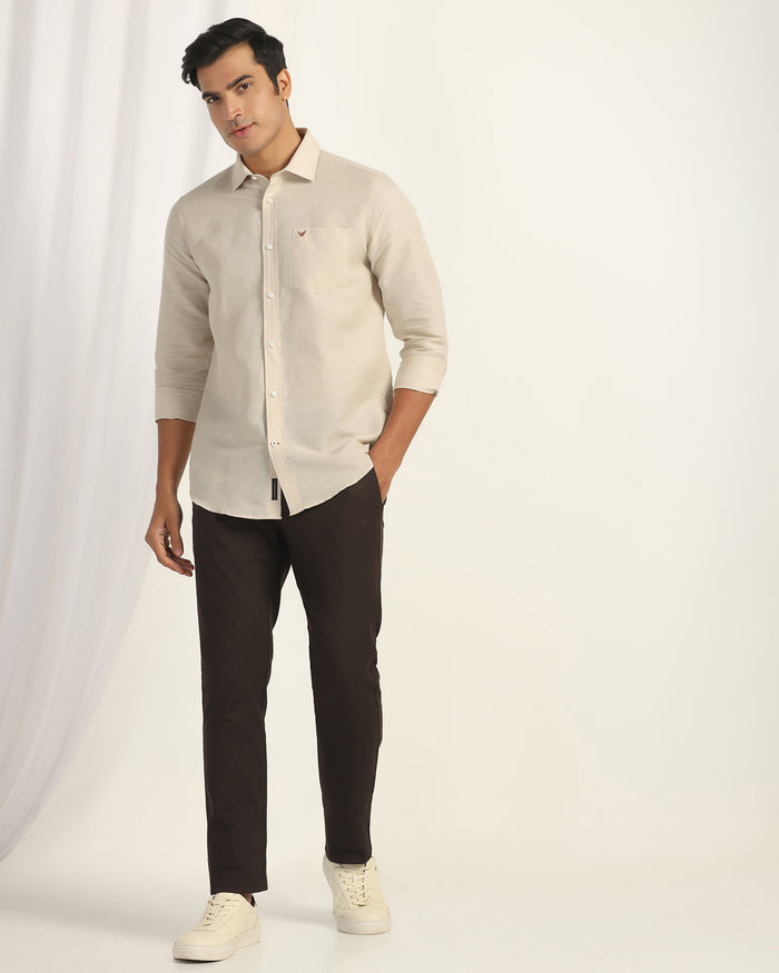 Linen Casual Natural Solid Shirt - Salmon