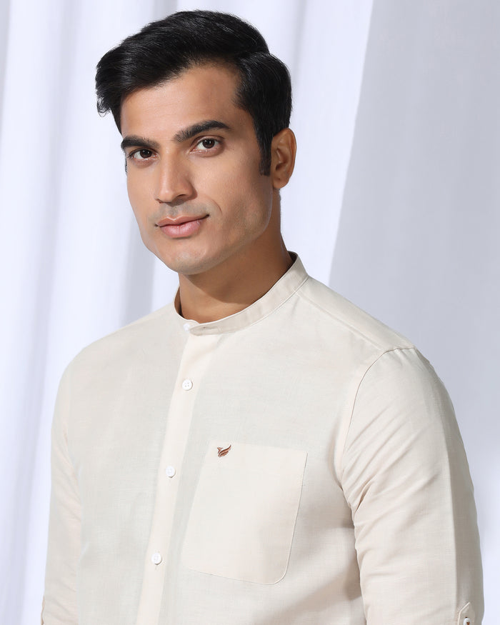 Linen Casual Natural Solid Shirt - Salmon
