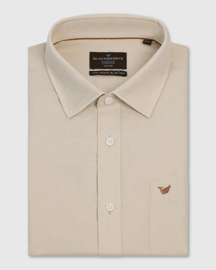 Linen Casual Natural Solid Shirt - Salmon