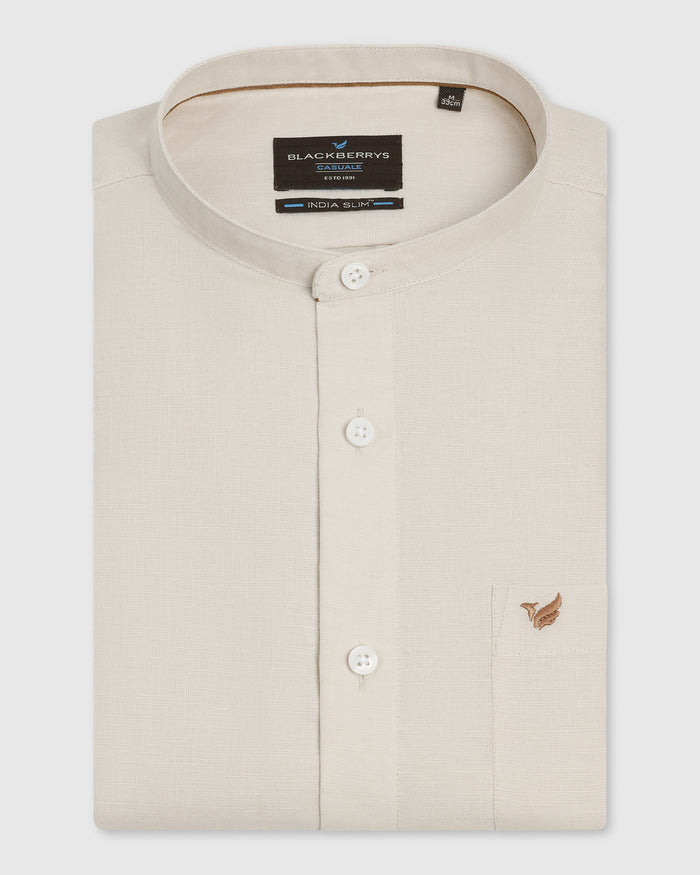 Linen Casual Natural Solid Shirt - Salmon