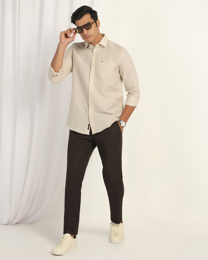 Linen Casual Natural Solid Shirt - Salmon