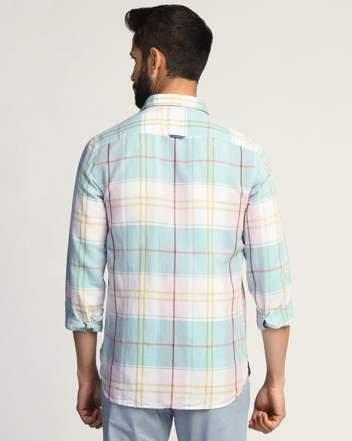 Linen Casual Pink Check Shirt - Walken