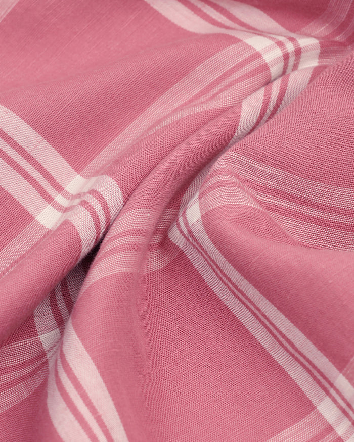 Linen Casual Pink Check Shirt - Yori