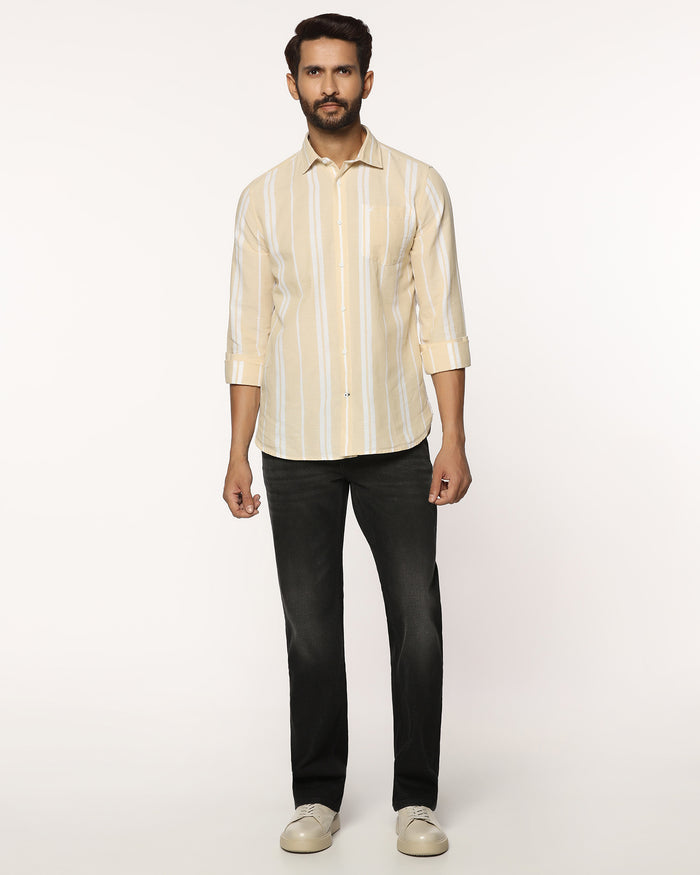 Linen Casual Yellow Stripe Shirt - Breton