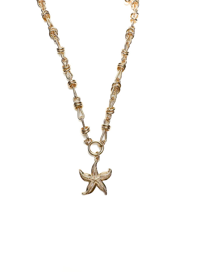 Lola Starfish Necklace in gold with textured pendant from Ardor Boutique