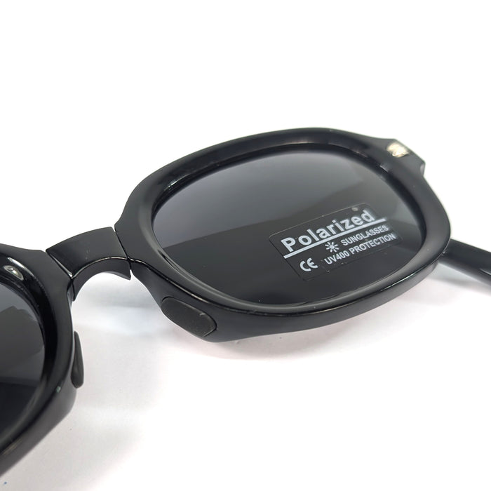 Lume - Oval Foldable Sunglasses (with Case & Cleaner) - Black