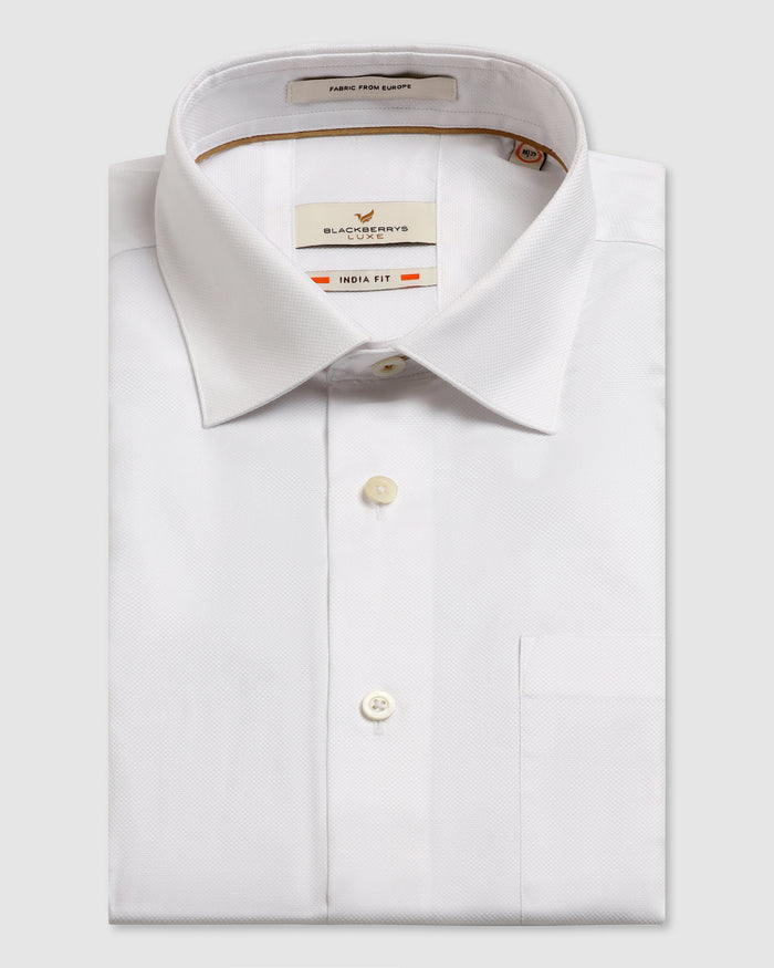 Luxe Formal White Textured Shirt - Twix