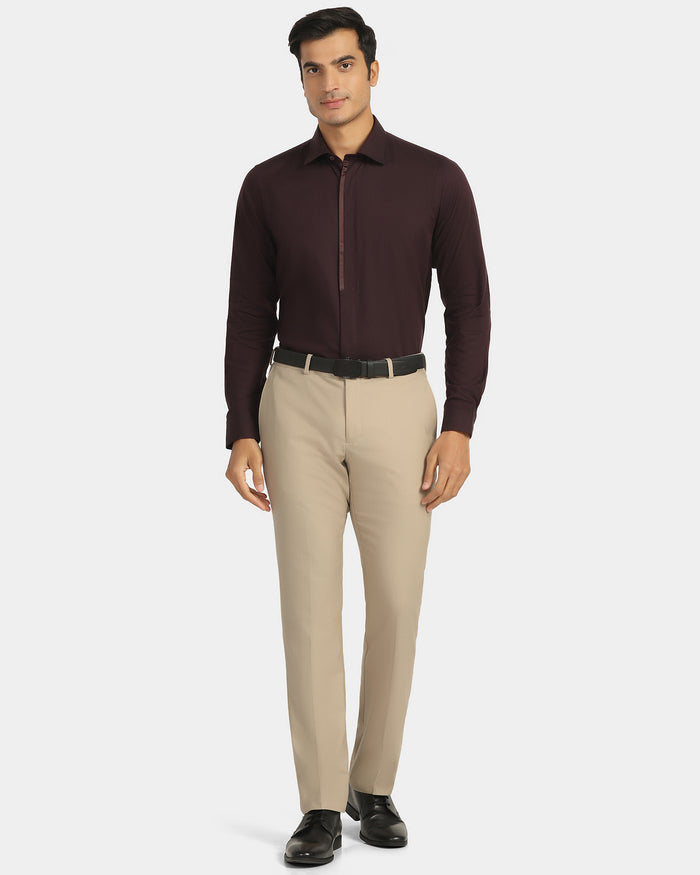 Luxe Slim Comfort B-95 Formal Beige Textured Trouser - Chanel