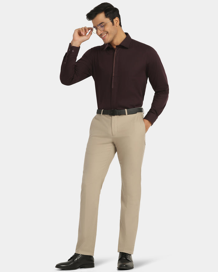 Luxe Slim Comfort B-95 Formal Beige Textured Trouser - Chanel