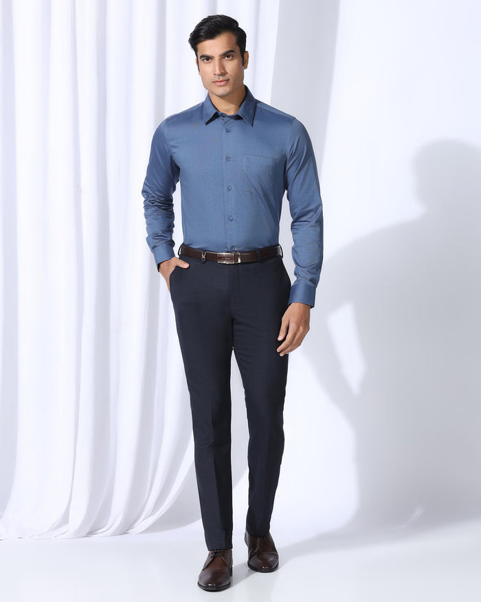 Luxe Slim Comfort B-95 Formal Navy Textured Trouser - Chanel