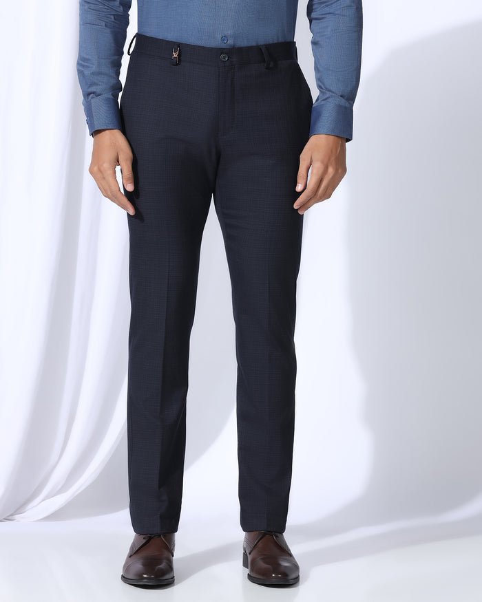 Luxe Slim Comfort B-95 Formal Navy Textured Trouser - Chanel