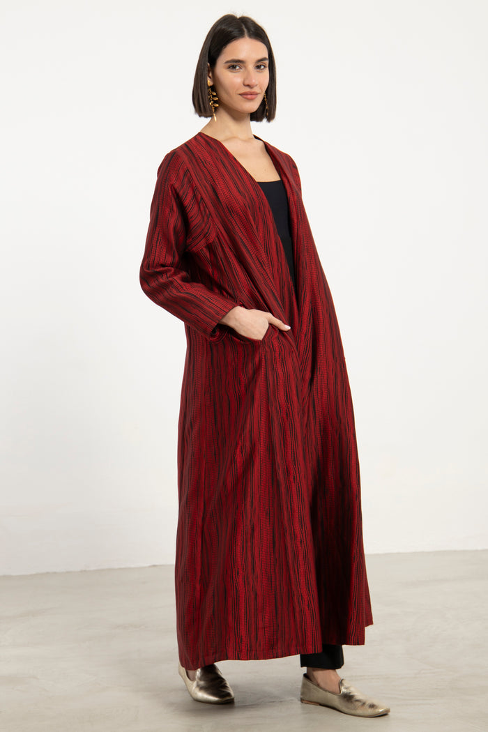 Malaki Cotton Silk Red Coat