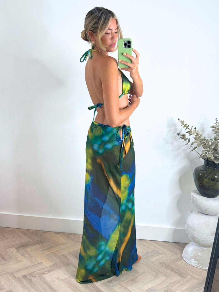Malibu Sheer Beach Maxi Skirt / Blue and Green - Style Cheat