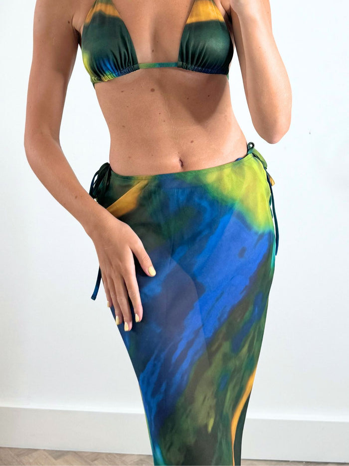 Malibu Sheer Beach Maxi Skirt / Blue and Green - Style Cheat