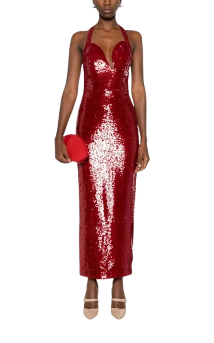 New Arrivals Manon Red Sequin gown