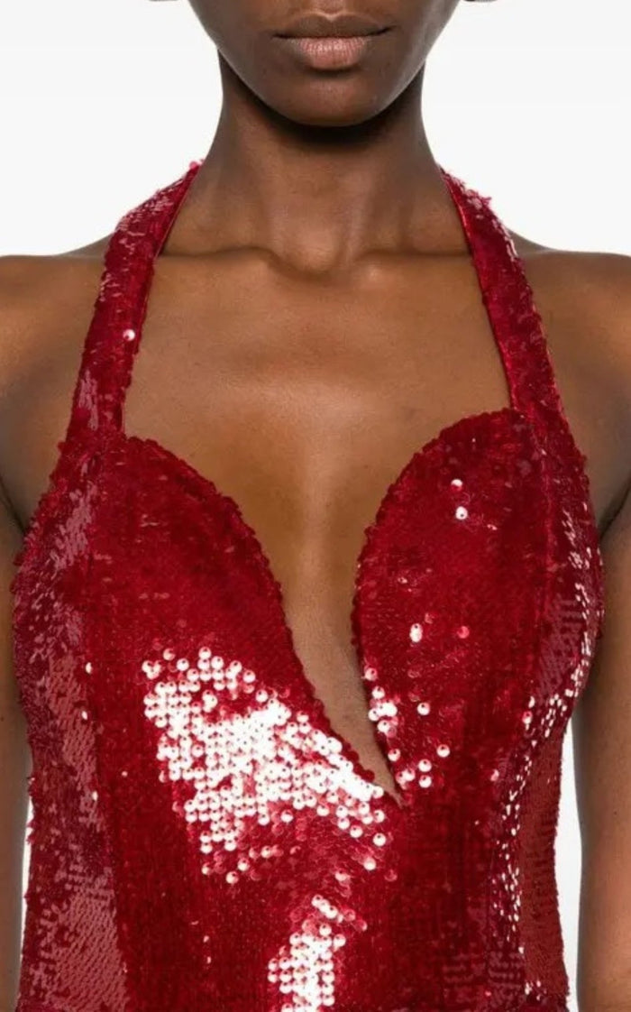 New Arrivals Manon Red Sequin gown