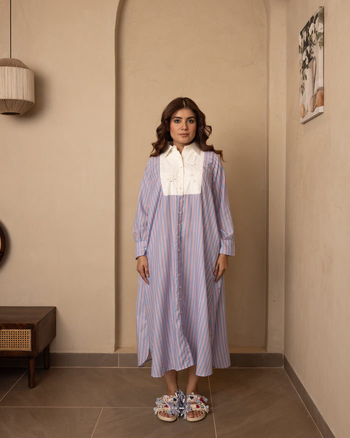 Marina Full-Sleeve Shirt Dress - OurDve