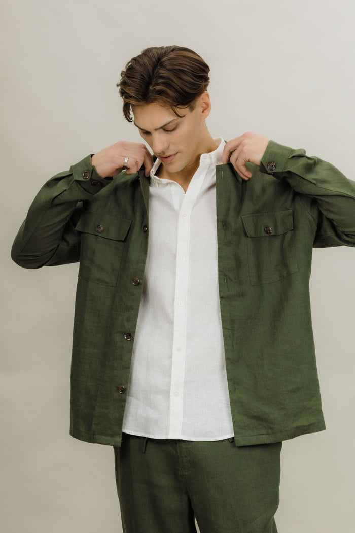 Urban Pioneers Male Maurizio LS Shirt OVERSHIRT OLIVE