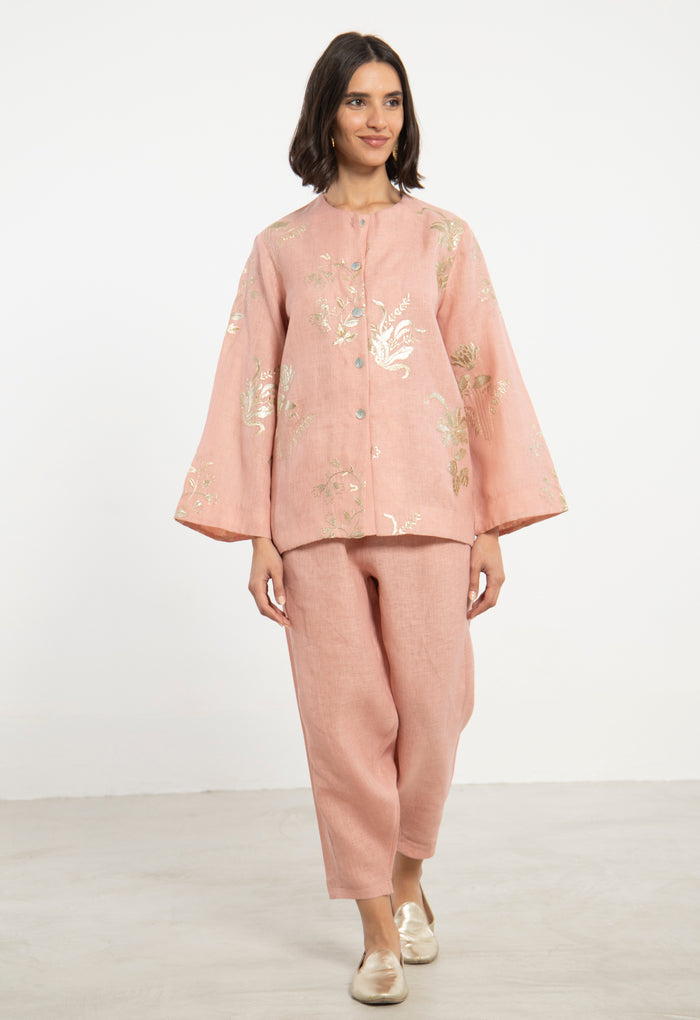 Maya Linen Blush Two-Piece Set
