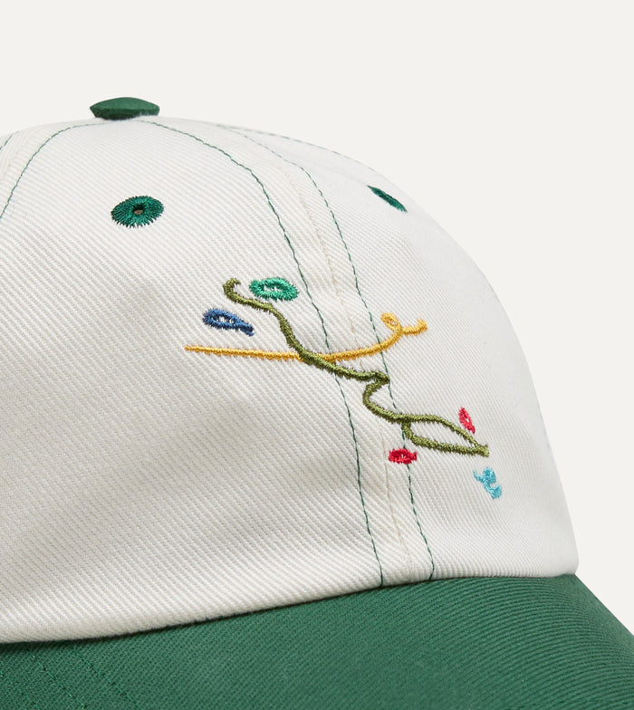 Mayumi Y. for Drake’s Ecru and Green Cotton Twill Baseball Cap