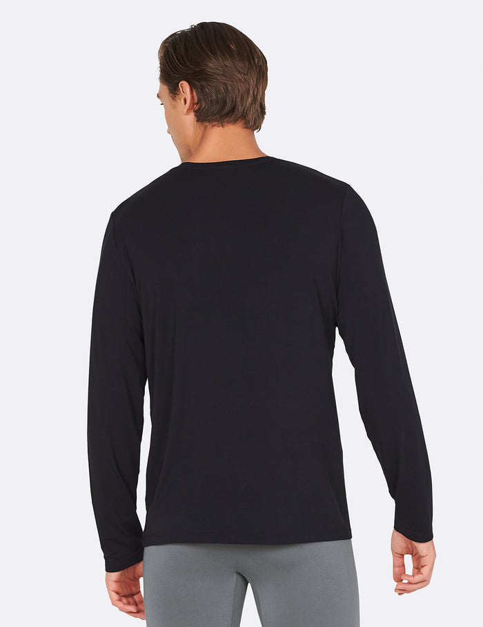 Black Vegan Organic Men's Long Sleeve T-Shirt | Men's Bamboo Long Sleeve Tshirt Black | Natural Men's Long Sleeve T-Shirts