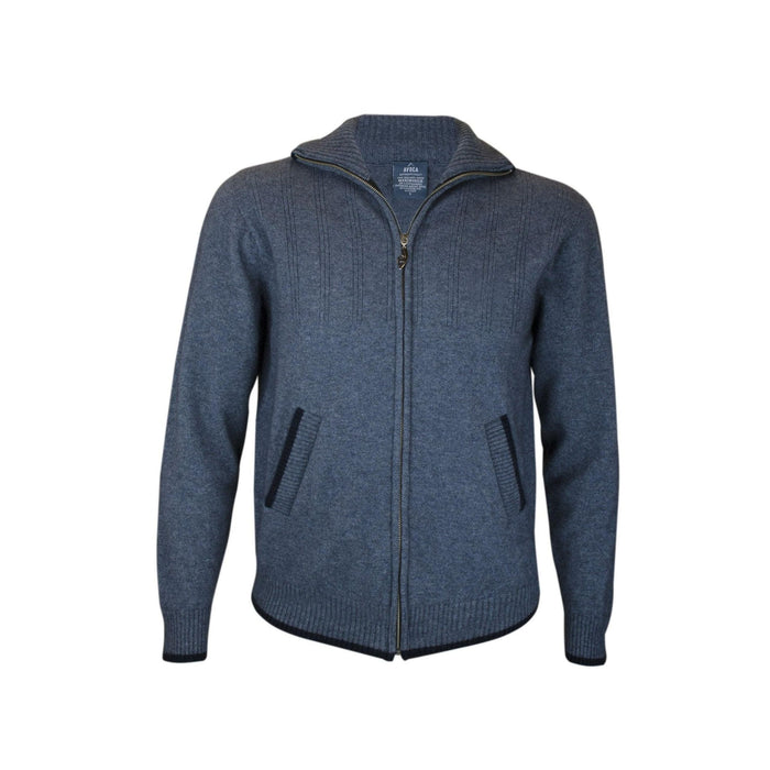Blue zip-up hoodie on a white background