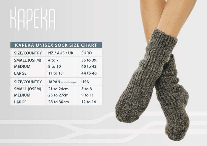 Kapeka sock size chart