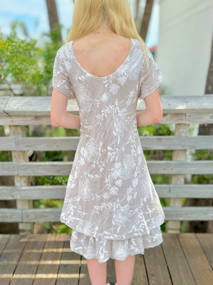 Misty floral dress in beige back view