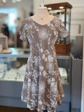 Floral dress on a mannequin in a store setting