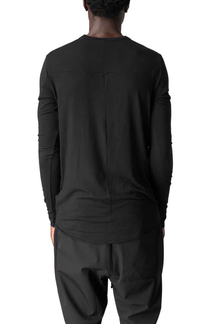 Modal cashmere jersey long sleeve tee, Black