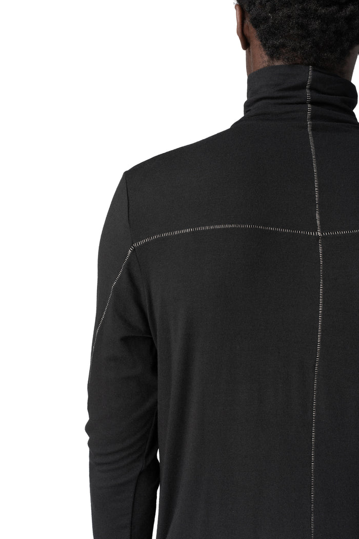 Modal cashmere turtle neck top, Black