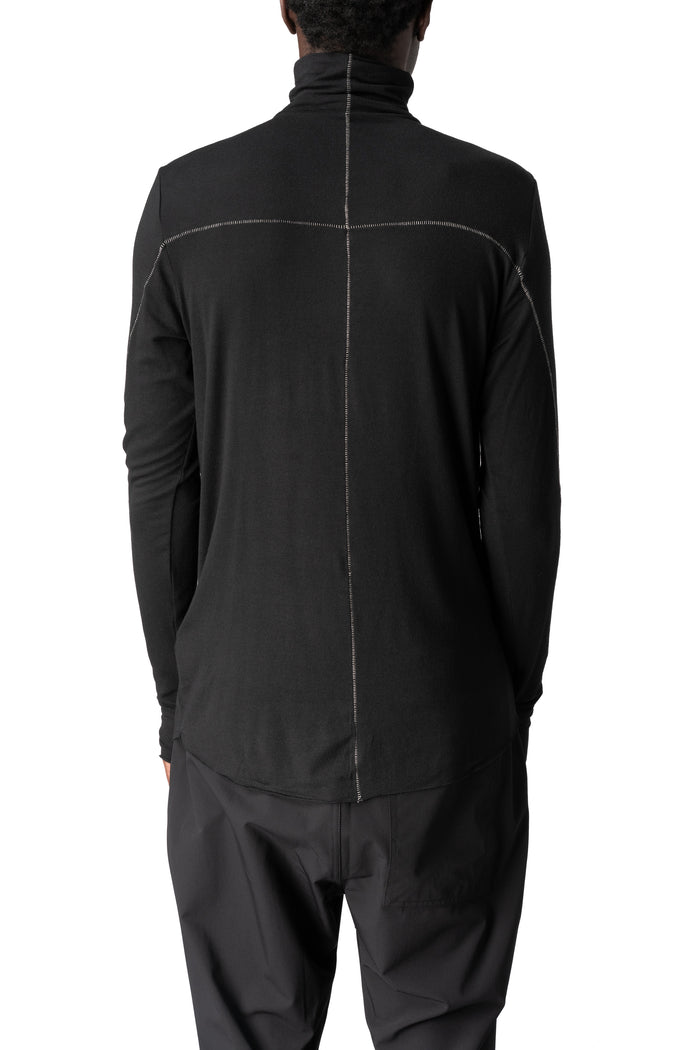 Modal cashmere turtle neck top, Black