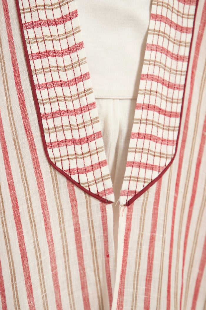 Mona Linen Red Stripe Abaya