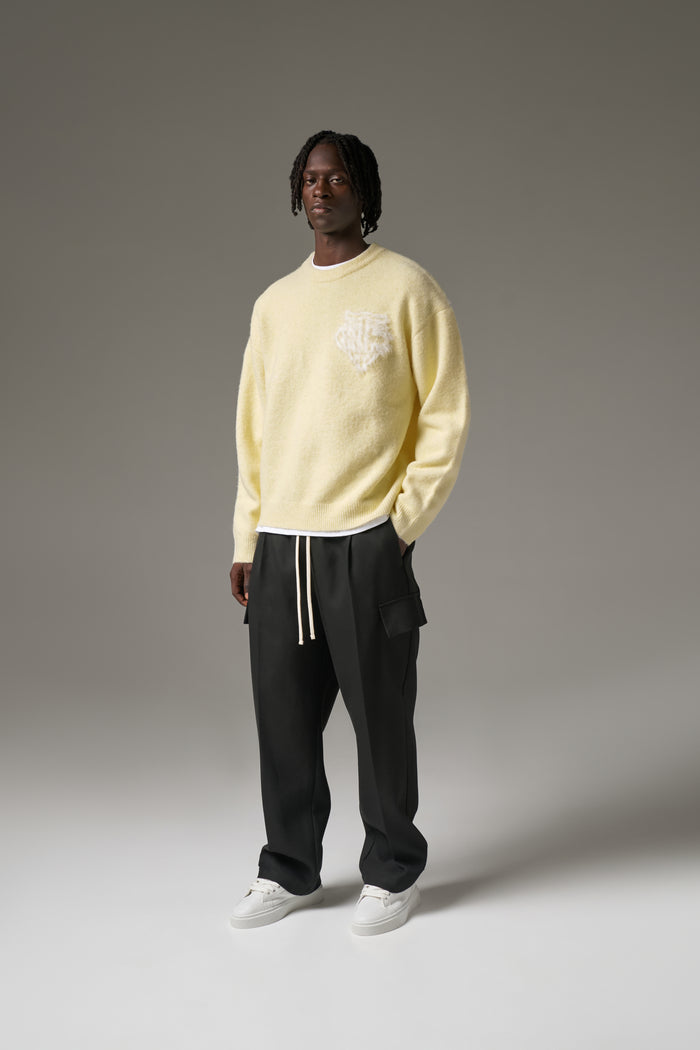 MONOGRAM FLUFFY KNIT CREW - YELLOW