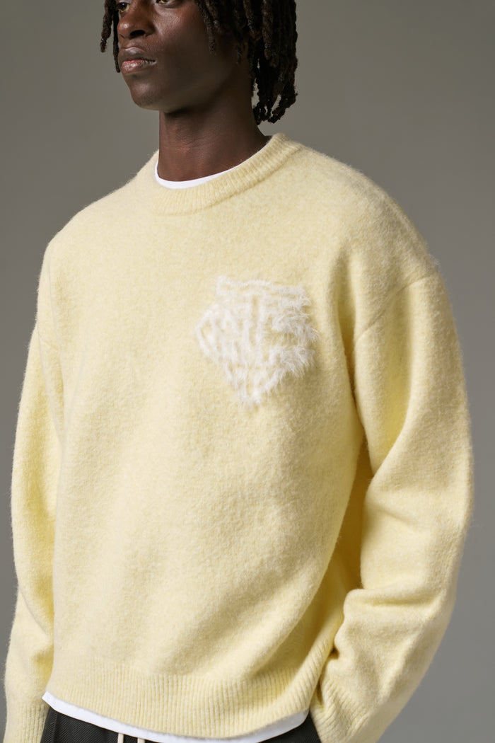 MONOGRAM FLUFFY KNIT CREW - YELLOW