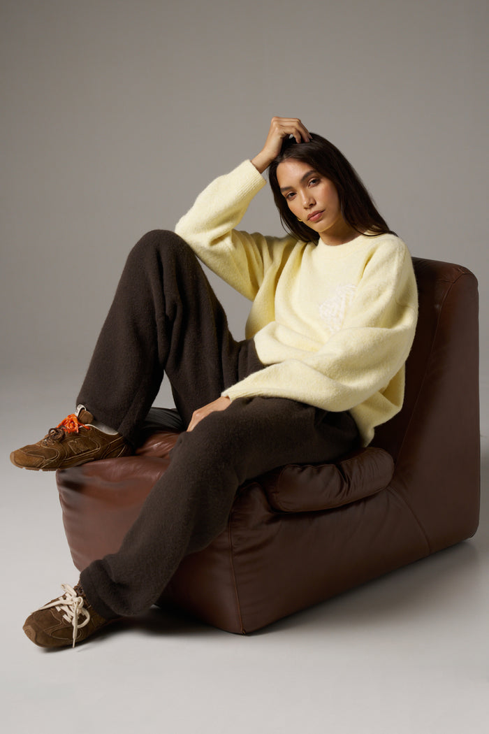 MONOGRAM FLUFFY KNIT CREW - YELLOW