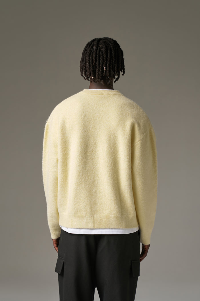 MONOGRAM FLUFFY KNIT CREW - YELLOW