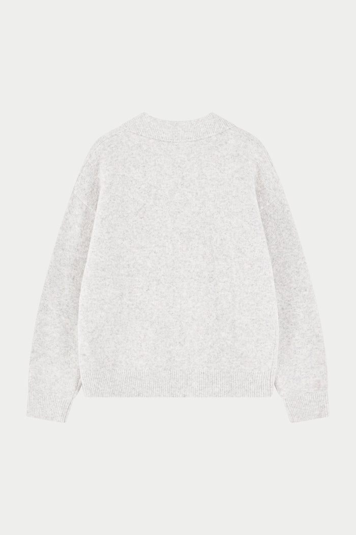 MONOGRAM FLUFFY KNIT POLO - GREY MARL