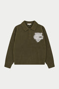 MONOGRAM FLUFFY KNIT POLO - KHAKI