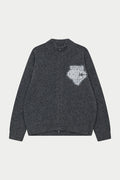 MONOGRAM FLUFFY KNIT ZIP THROUGH - CHARCOAL