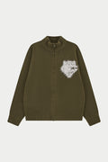 MONOGRAM FLUFFY KNIT ZIP THROUGH - KHAKI