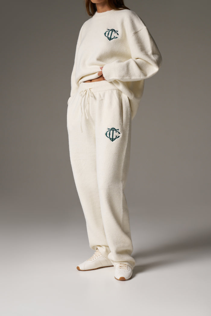 MONOGRAM KNITTED JOGGERS - OFF WHITE