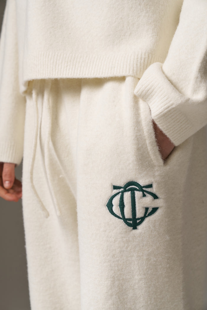 MONOGRAM KNITTED JOGGERS - OFF WHITE