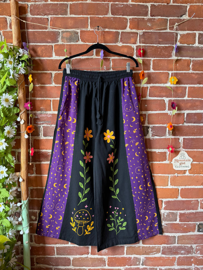 Moon Garden Black Wide Leg Pants - Fair Trade Made - Multiple Sizes Available