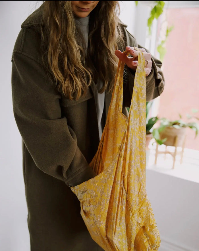 Mystery Print Recycled Sari Farmers Market Bag- Final Sale