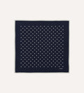 Navy Polka Dot Print Silk Pocket Square