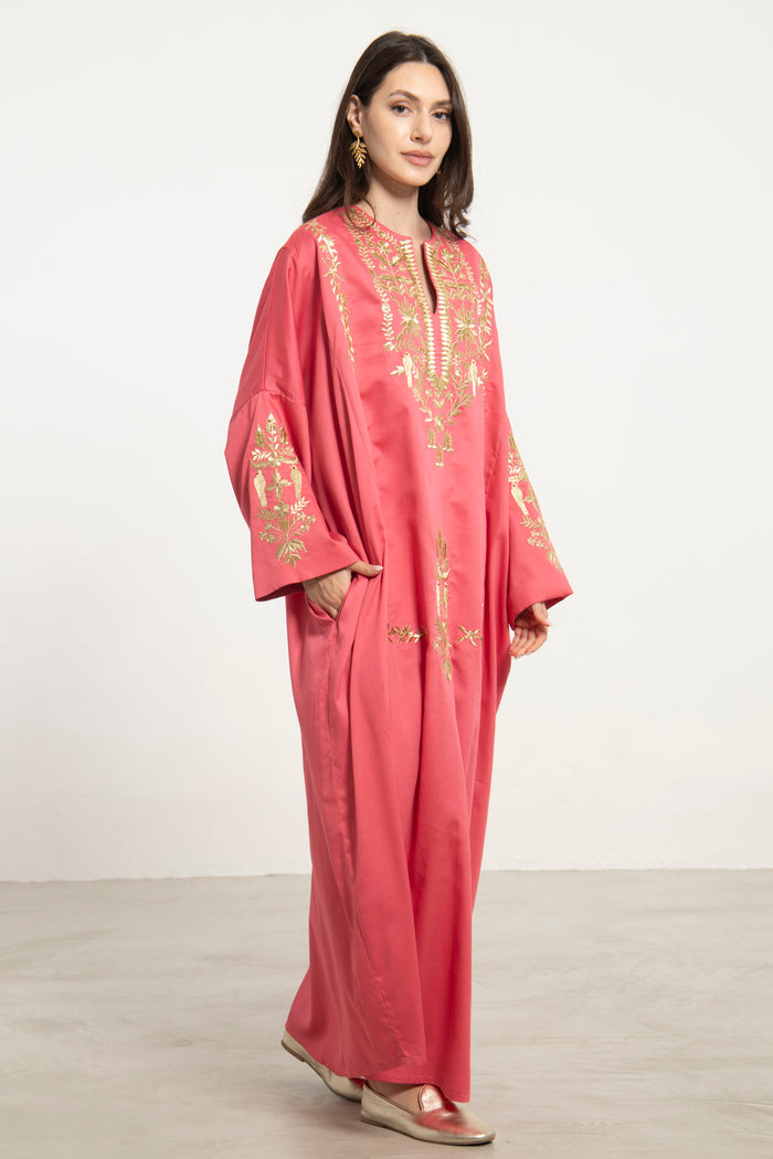 Nayyara Cotton Embroidered Pink Dress