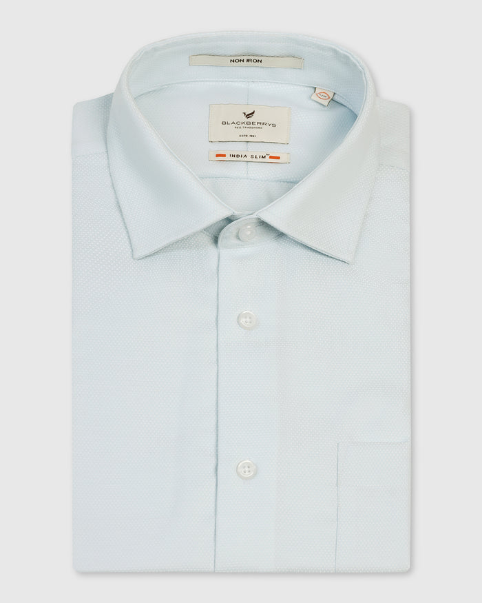 Non Iron Formal Aqua Textured Shirt - Bridge