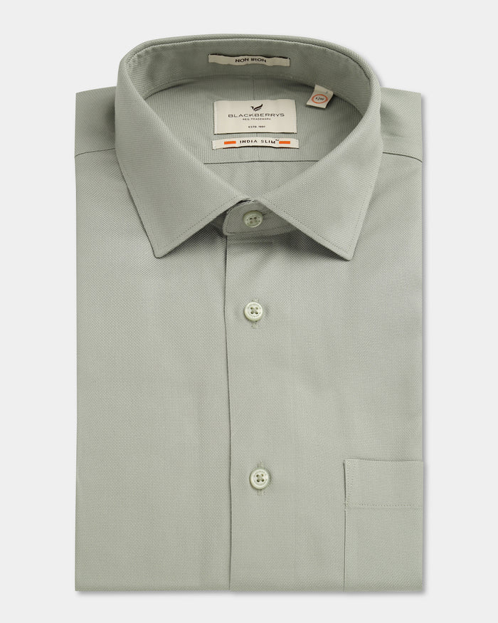 Non Iron Formal Light Green Textured Shirt - Bryan